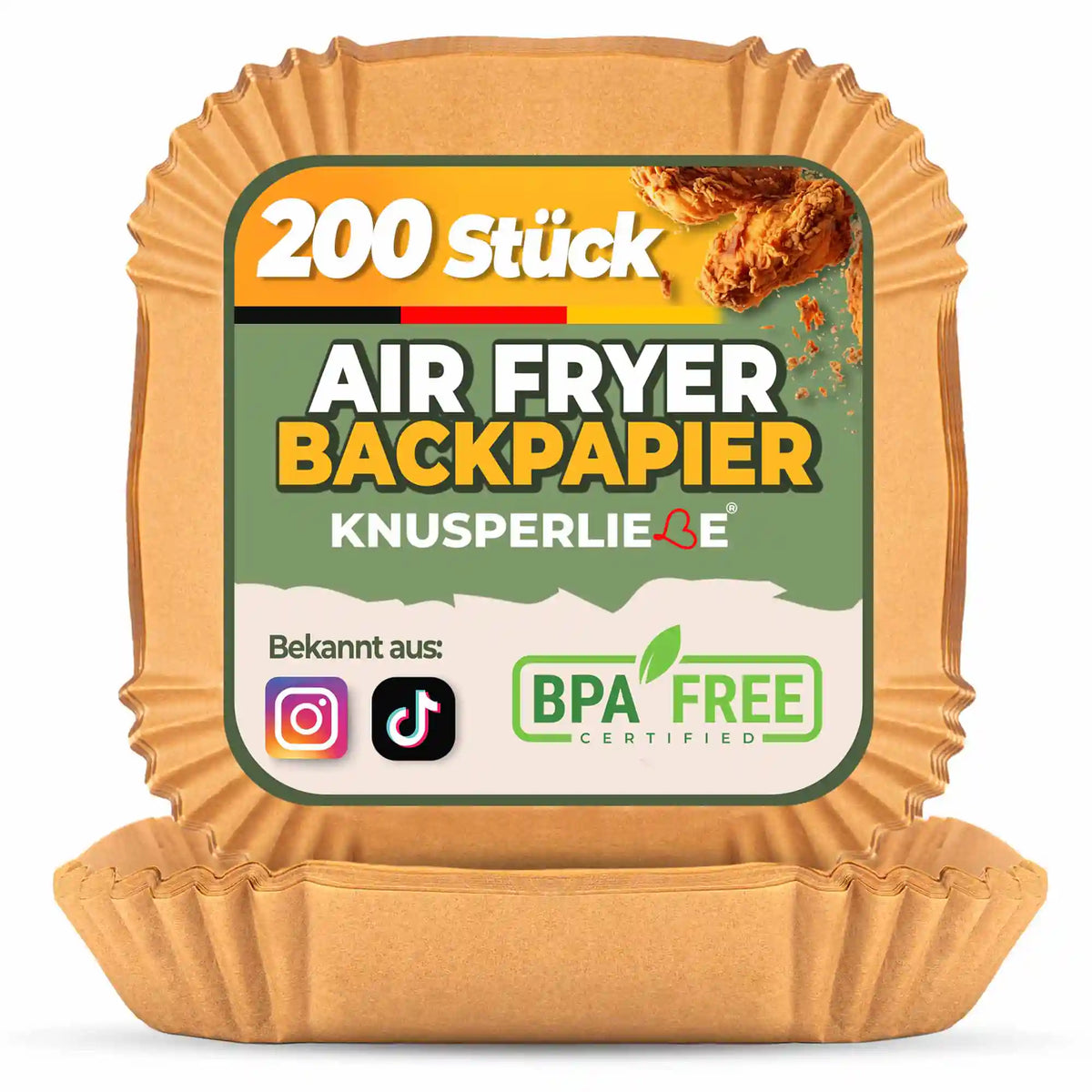 Heißluftfritteuse Backpapier eckig