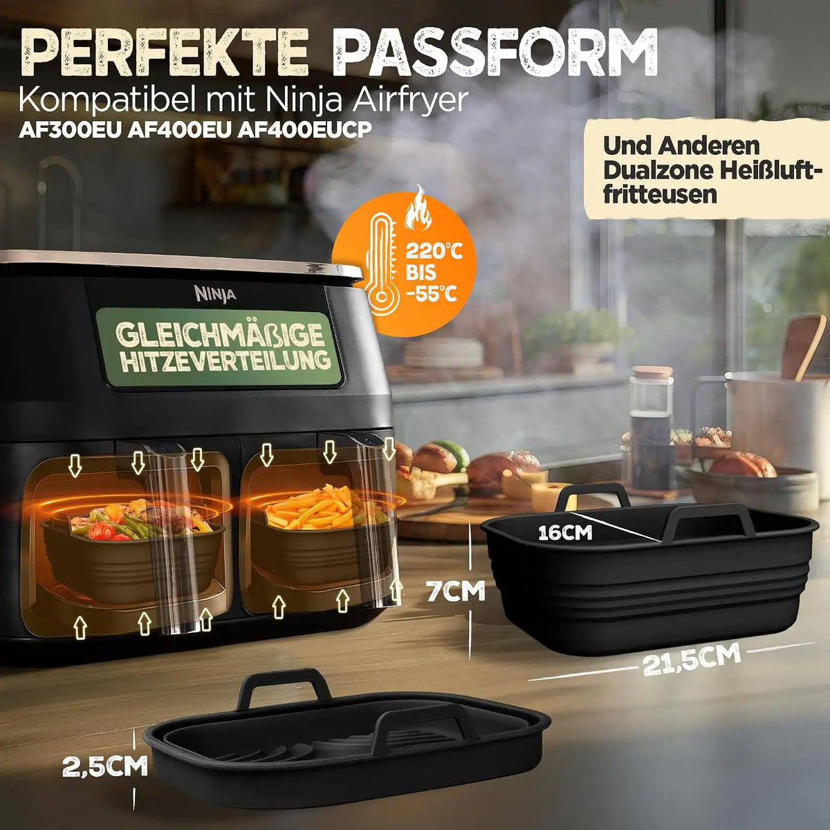 Faltbare Silikonformen für Ninja Dual Zone im Detail