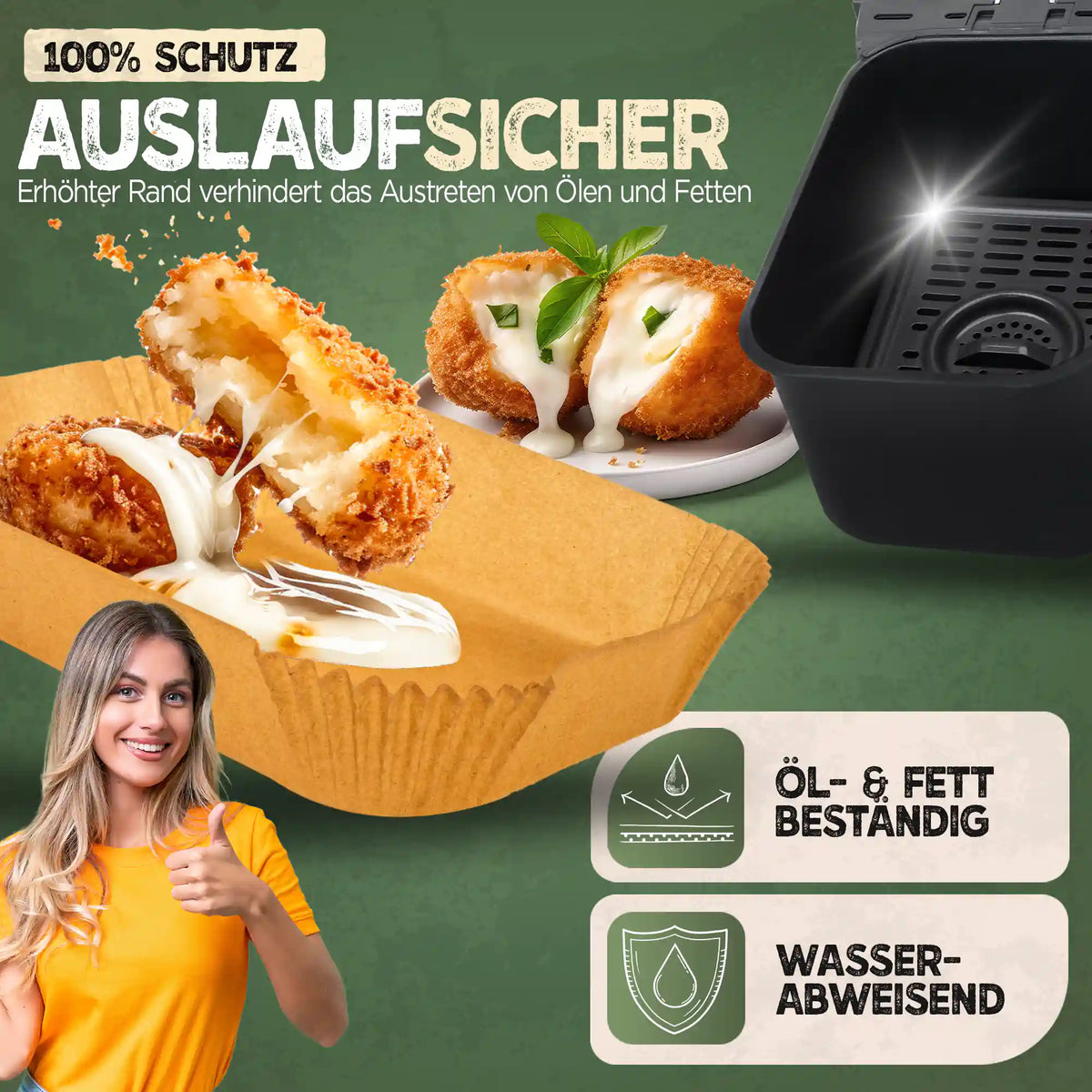 Airfryer Backpapier rechteckig für Dual Zone
