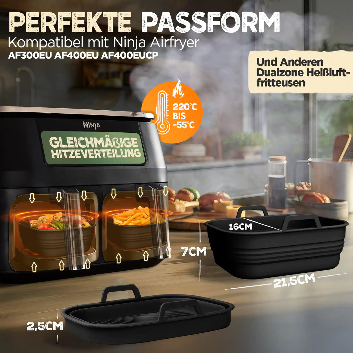 2er Set faltbare Silikonformen - Dual Zone