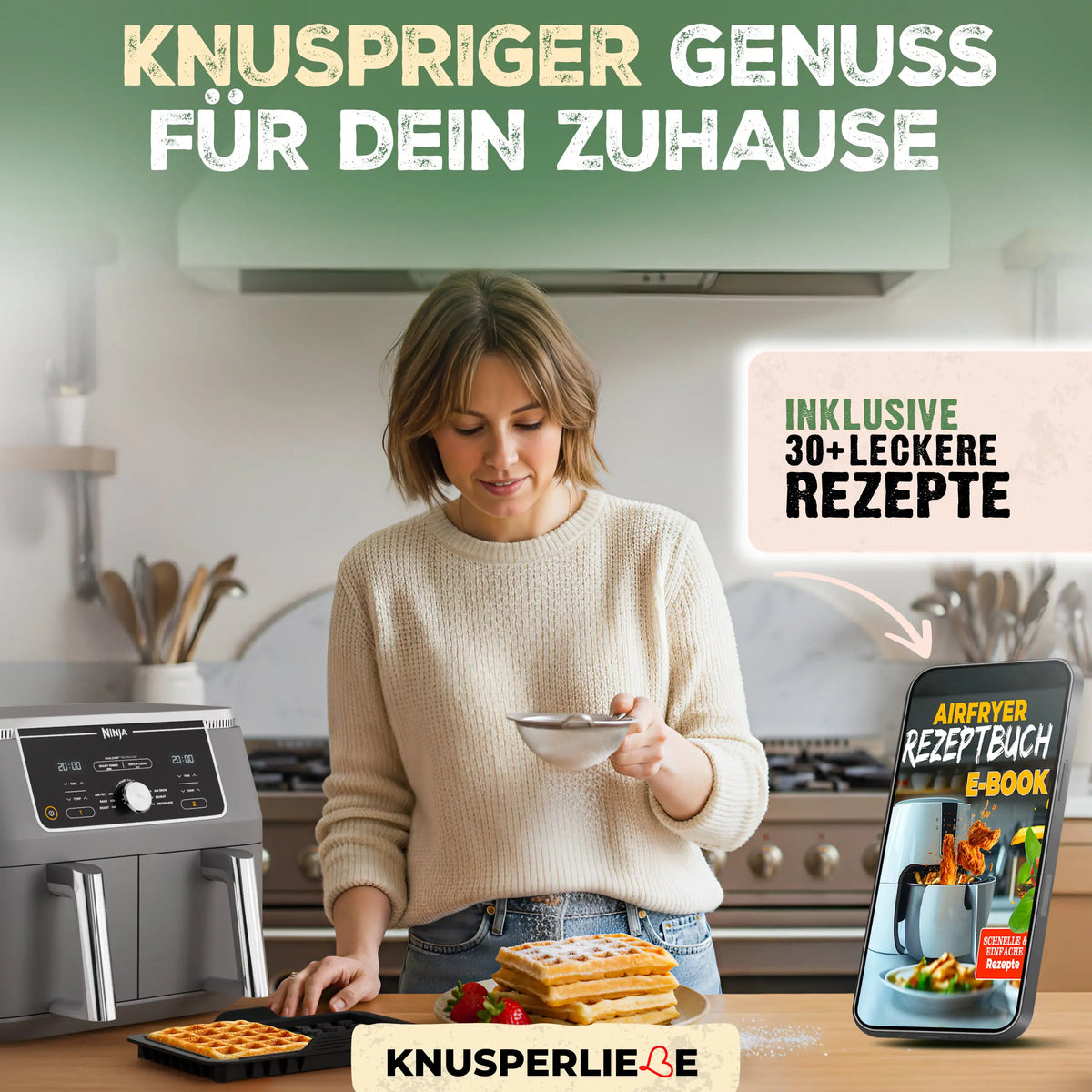 Waffeln aus dem Airfryer mit dem Waffeleinsatz