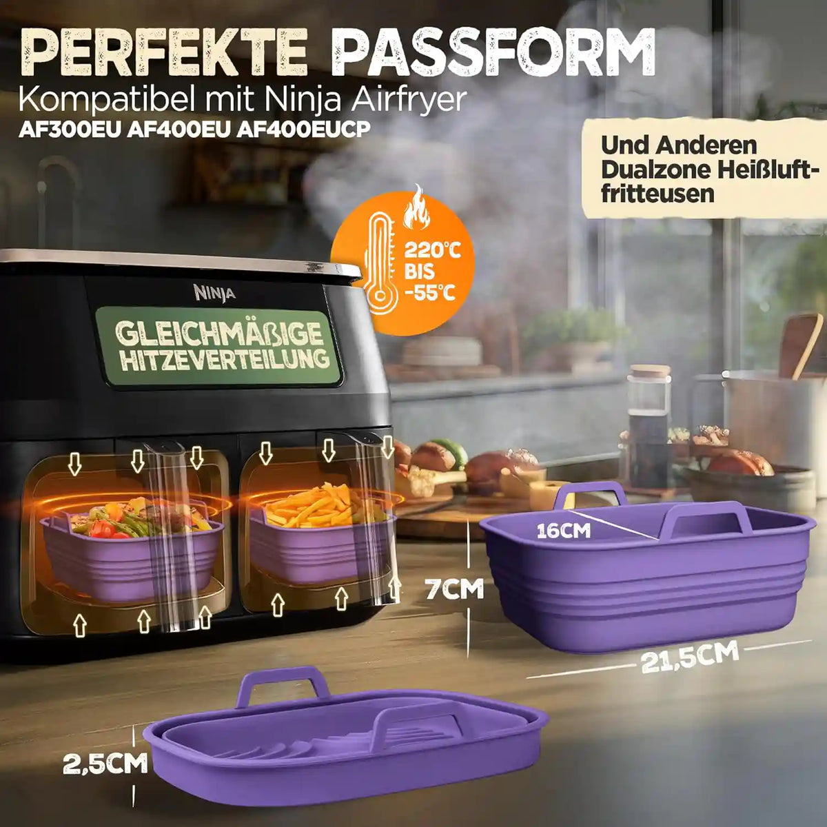2er Set faltbare Silikonformen - Dual Zone