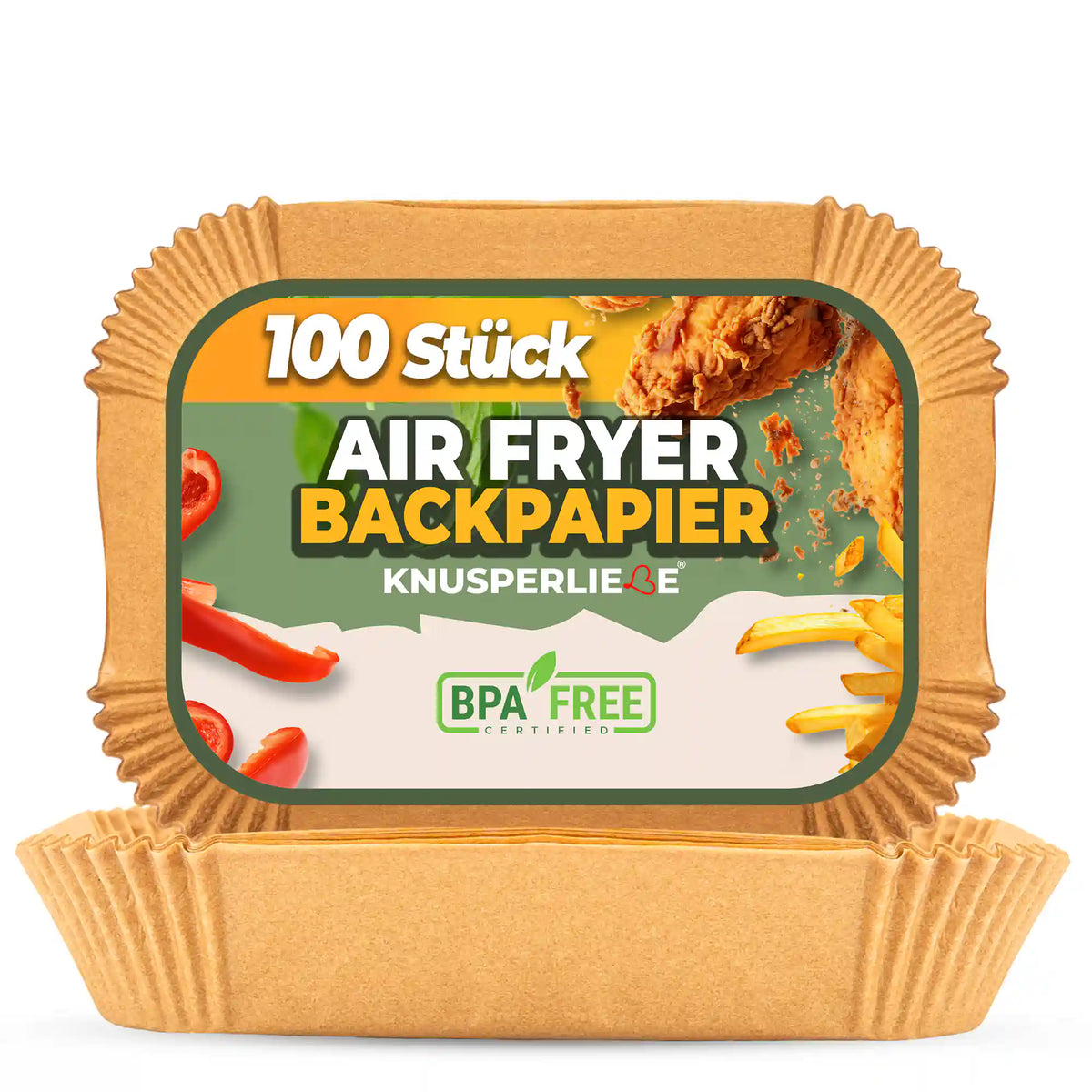 Airfryer Backpapier rechteckig für Dual Zone, 100 Stück