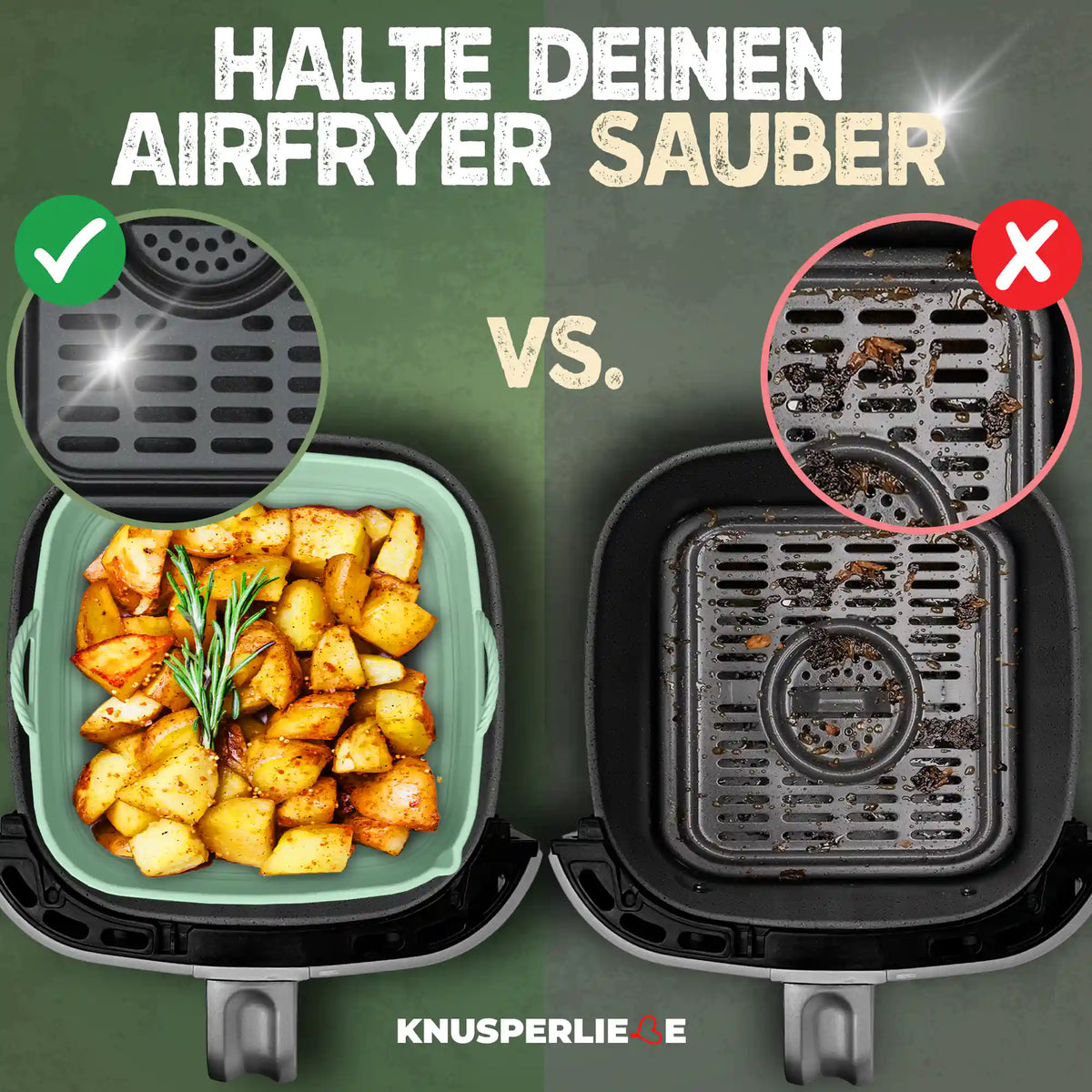 Faltbares Silikonformen Set für eckige Heißluftfritteusen ab 3,7L