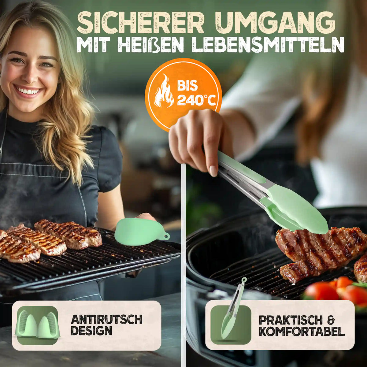 Faltbares Silikonformen Set für eckige Heißluftfritteusen ab 3,7L