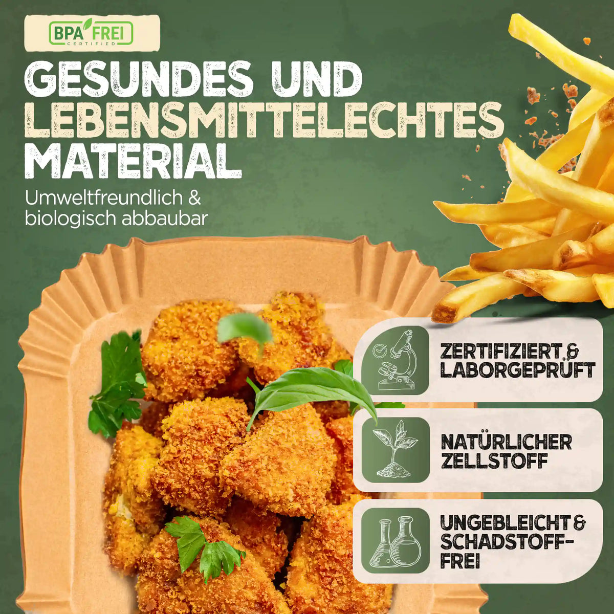 Heißluftfritteuse Backpapier eckig