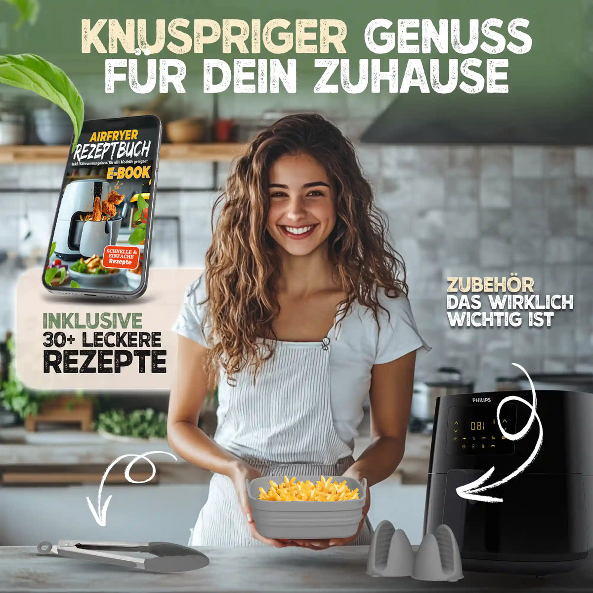 Faltbares Silikonformen Set für eckige Heißluftfritteusen ab 3,7L