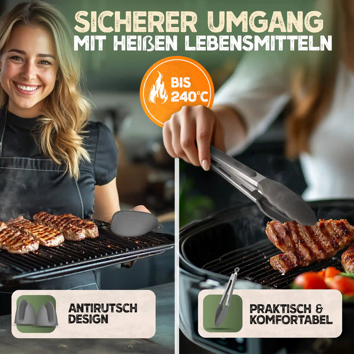 Faltbares Silikonformen Set für eckige Heißluftfritteusen ab 3,7L