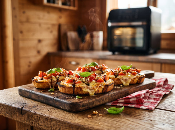 Bruschetta-Toast mit Mozzarella aus dem Airfryer in 8 Min