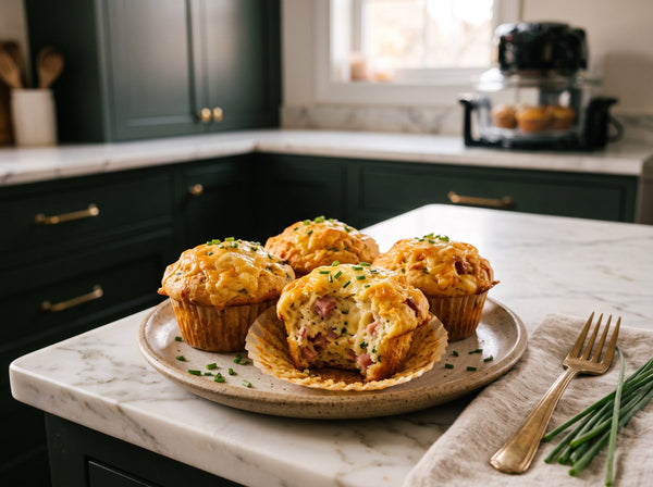 Fluffige Käse-Schinken-Muffins aus dem Airfryer für Kids