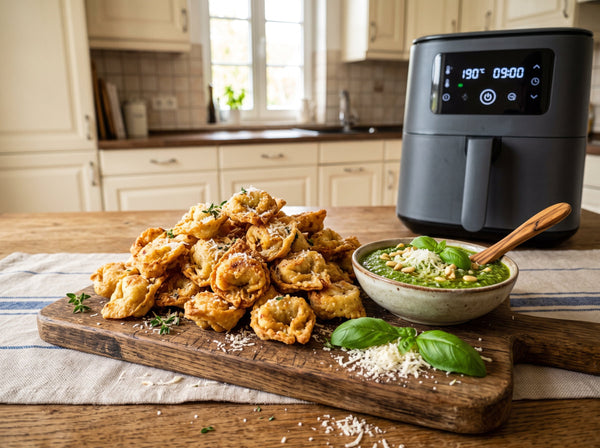 Knusprige Tortellini mit Pesto-Dip aus dem Airfryer in 12 Minuten
