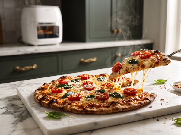 Knusprige Pita-Pizza mit Mozzarella & Tomate aus dem Airfryer in 10 Min