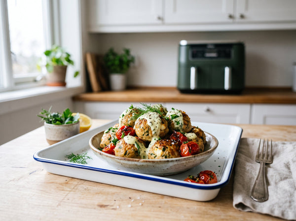 Saftige Puten-Feta-Bällchen aus dem Airfryer mit 34g Protein