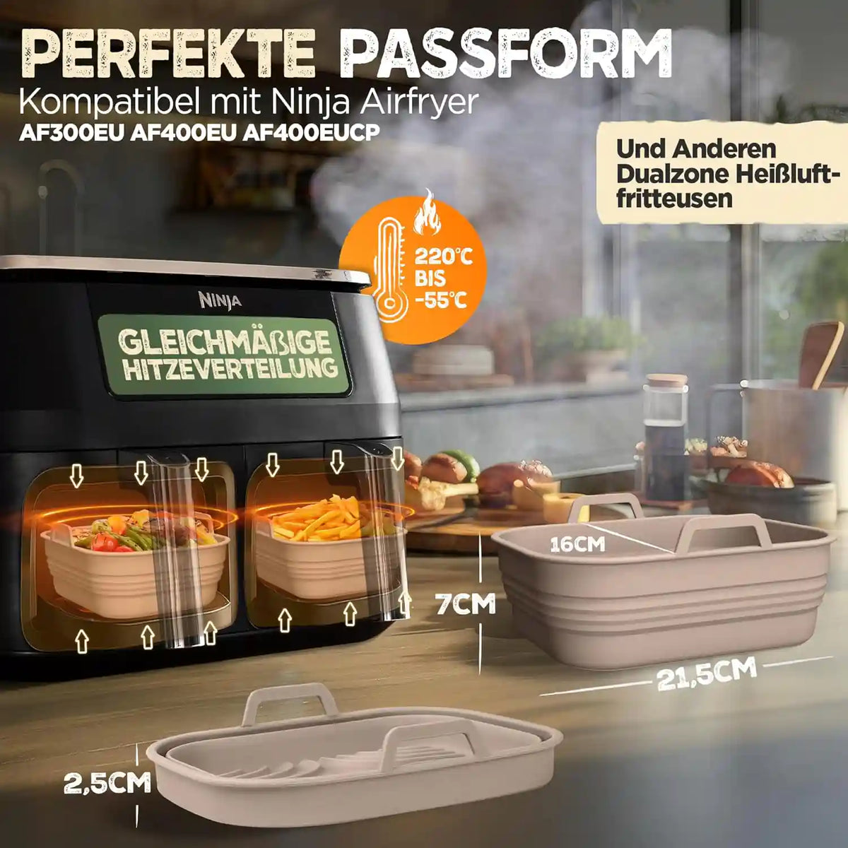 2er Set faltbare Silikonformen - Dual Zone