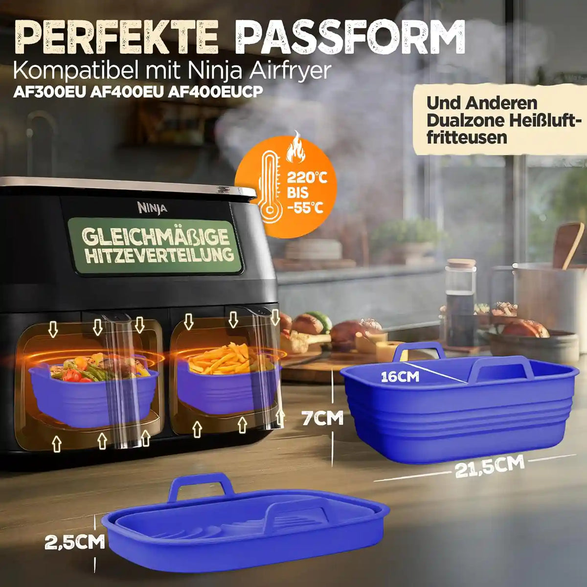 2er Set faltbare Silikonformen - Dual Zone