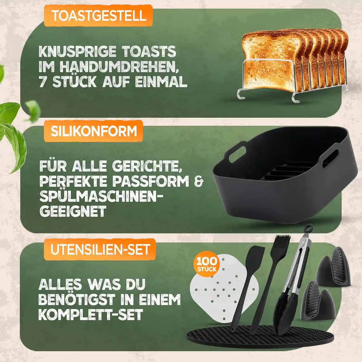 XXL Zubehör-Set Heißluftfritteuse 16-teilig