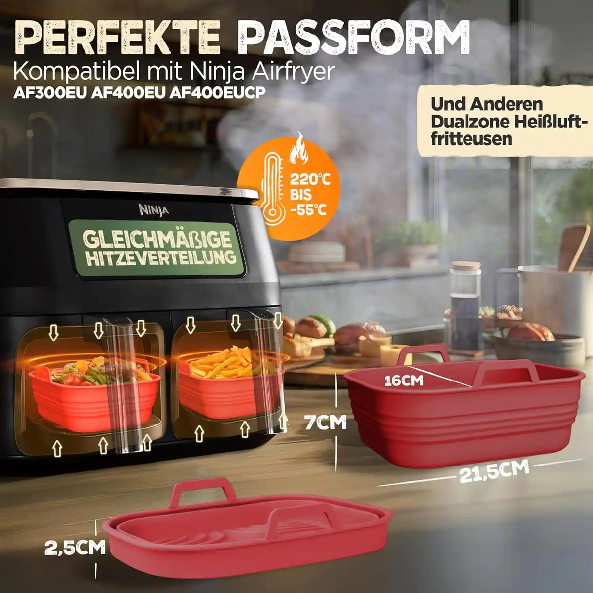 2er Set faltbare Silikonformen - Dual Zone