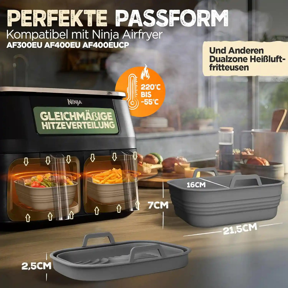 2er Set faltbare Silikonformen - Dual Zone