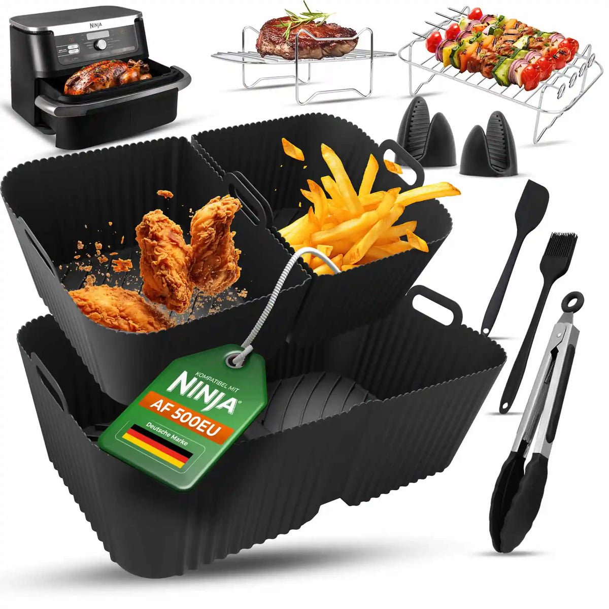 XXL Zubehör-Set für Ninja Flexdrawer AF500 – Silikonkörbe, Grillroste und Zubehör