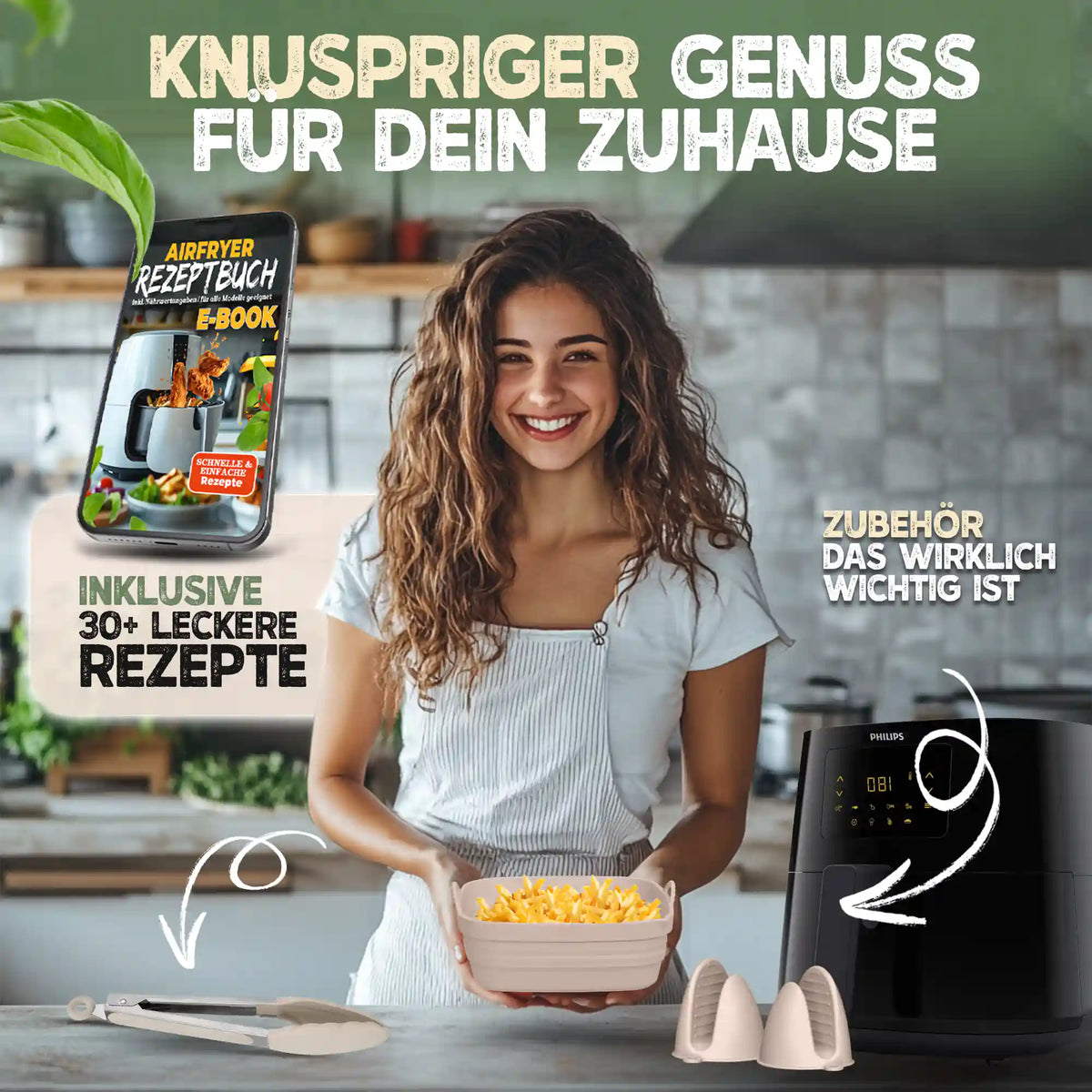 Faltbares Silikonformen Set für eckige Heißluftfritteusen ab 3,7L