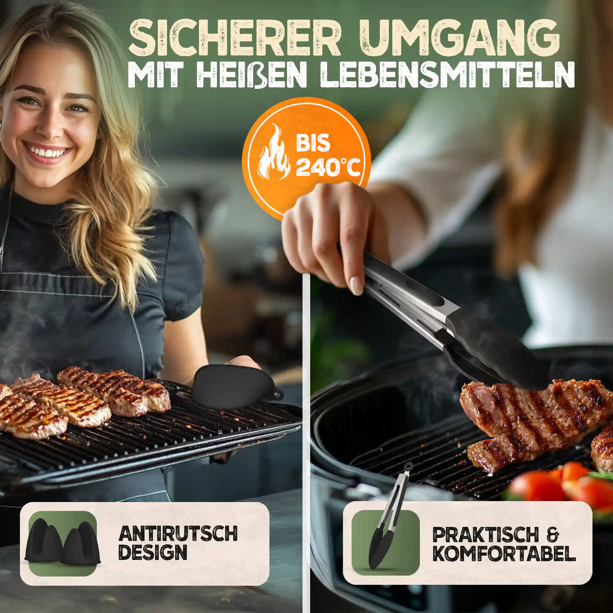 Faltbares Silikonformen Set für eckige Heißluftfritteusen ab 3,7L