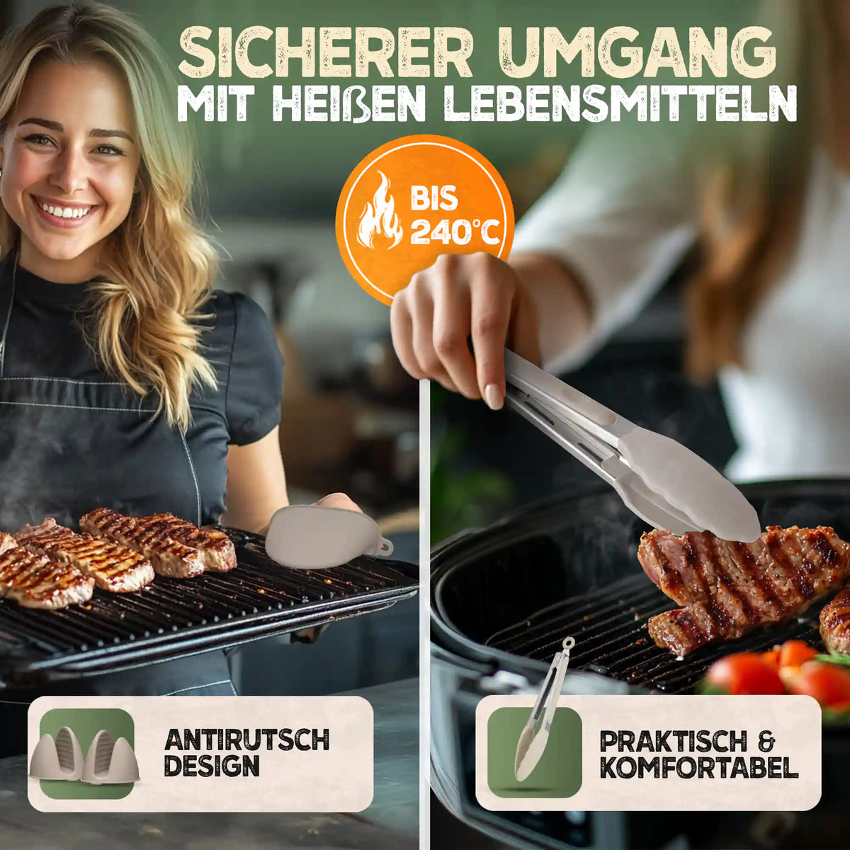 Faltbares Silikonformen Set für eckige Heißluftfritteusen ab 3,7L