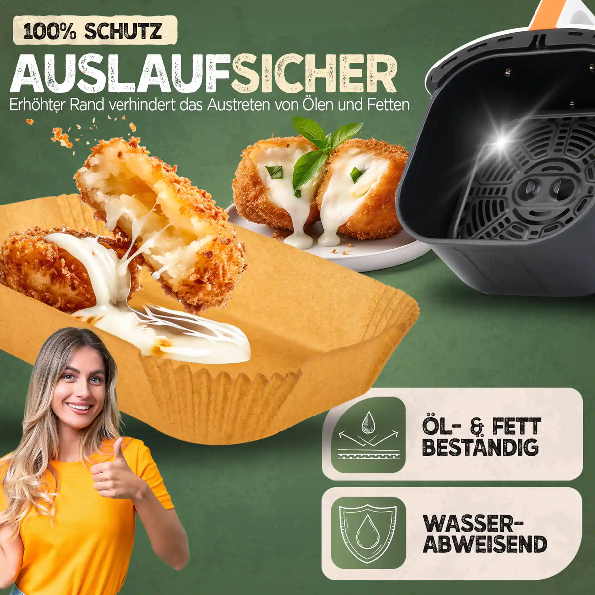 Heißluftfritteuse Backpapier eckig